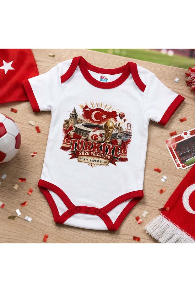 Turkey Fan-Themed 2026 World Cup Design Red Baby Bodysuit-7 One-Heart National Team Spirit