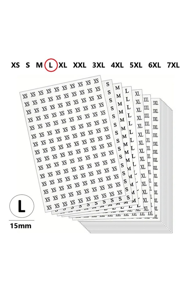 L-Store Clothes, Size Label Diameter-15Mm Self-Adhesive (300 Pieces) Round Size Label