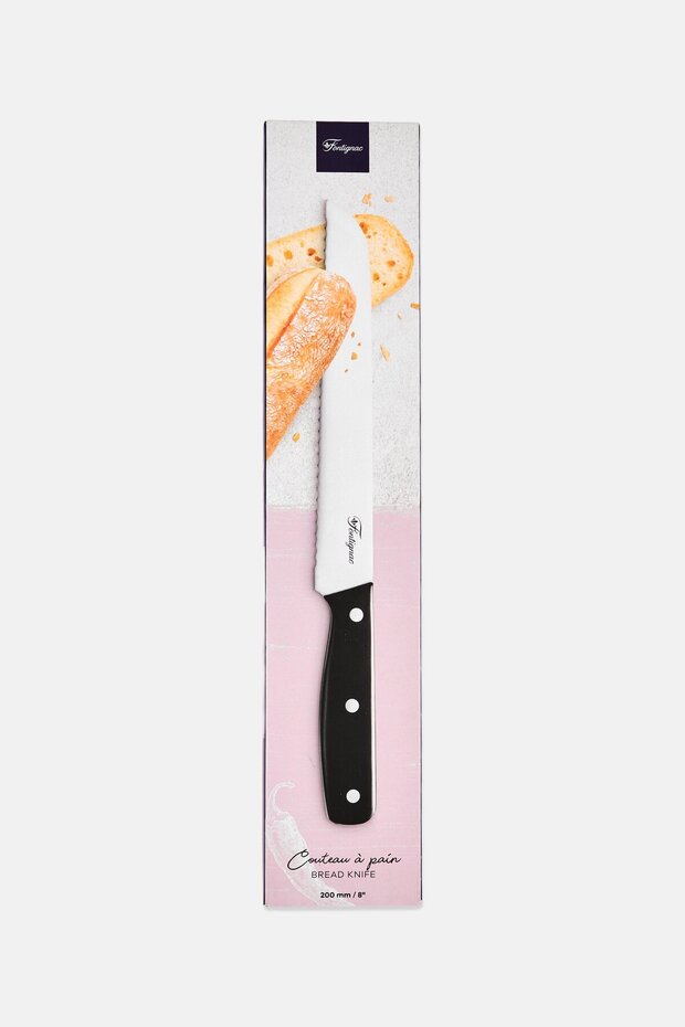 Wide Wavy Edge Bread Knife, Black