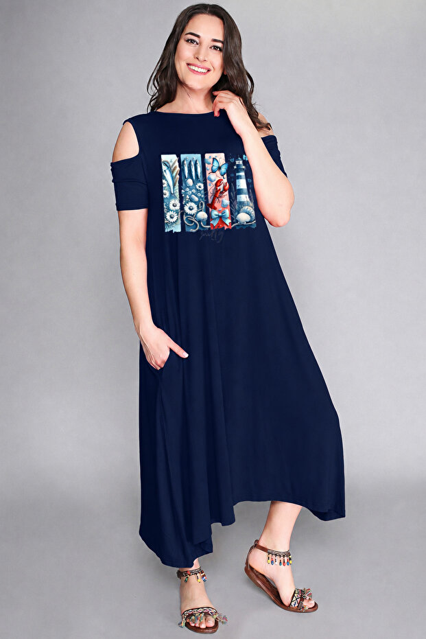 Plus Sizelighthouse Salty Printed Off-The-Shoulder Dress