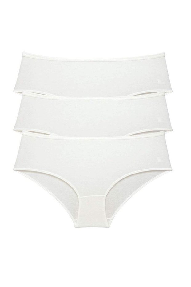 3 Pieces Women's High Waist Bato Panties Cream