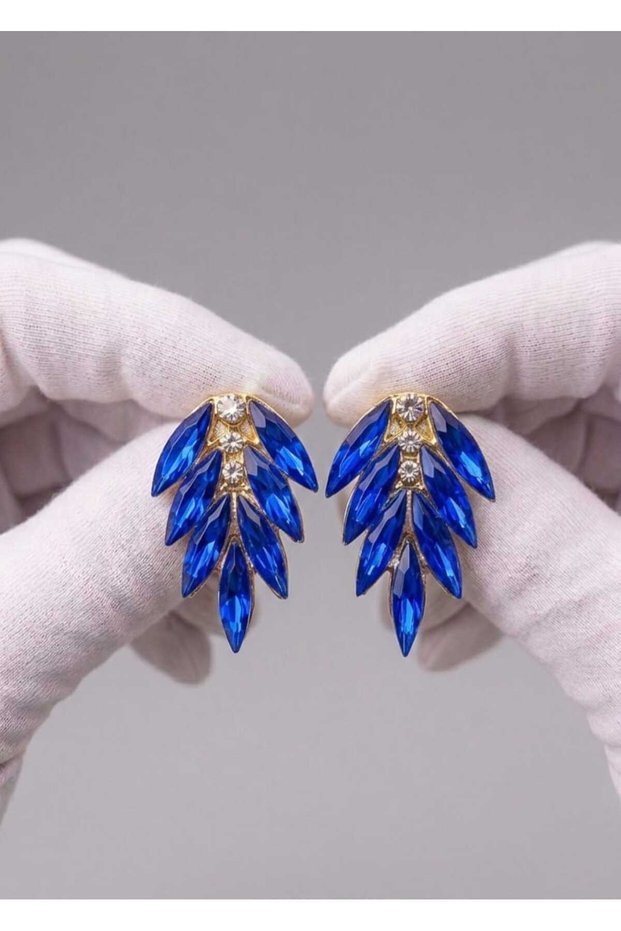 DARK BLUE STONE EARRINGS