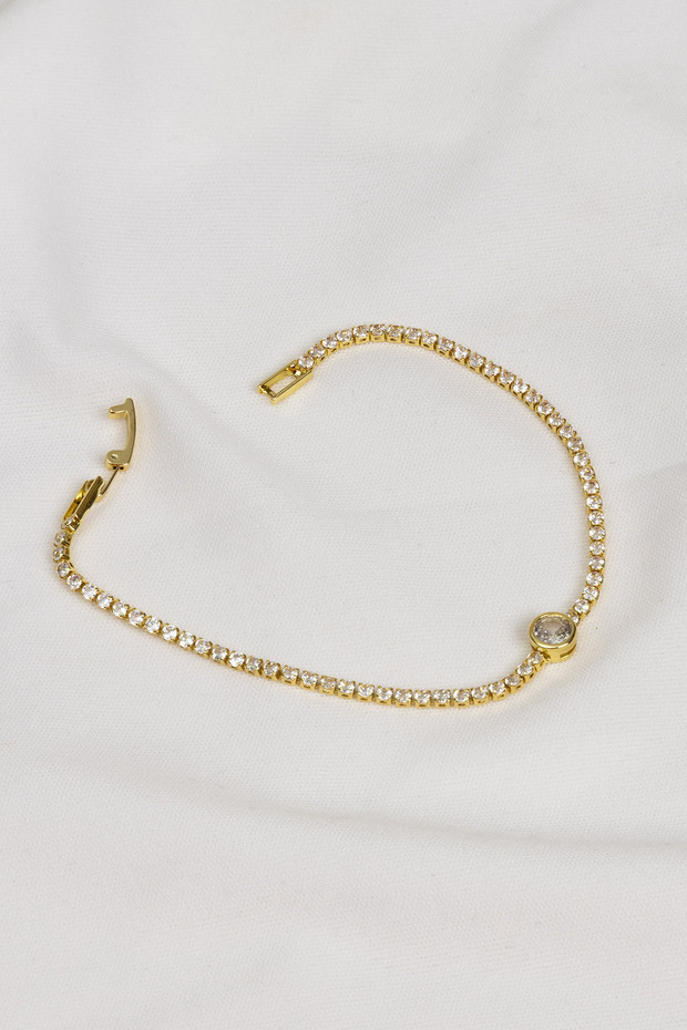 Single Stone Gold Color Large Stone Waterway Bracelet