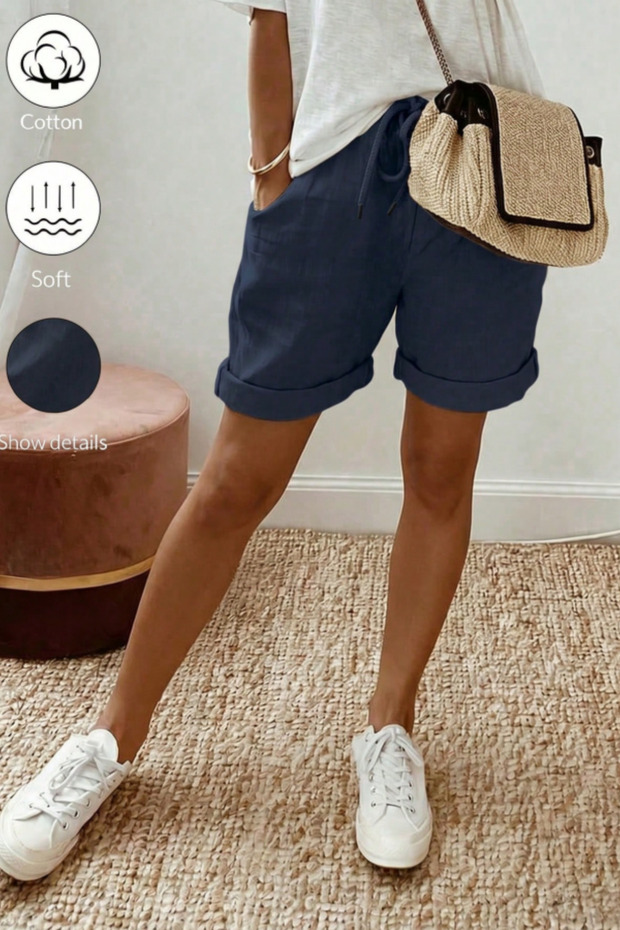 Women's Comfortable Cut Summer Shorts with Elastic Waist and Pockets