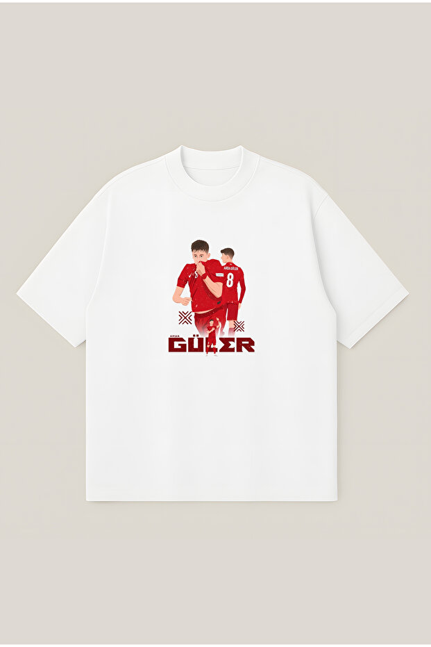 Arda Güler Cartoon Oversize Boxy Cut Unisex 100% Cotton Printed Tshirt | Streetwear