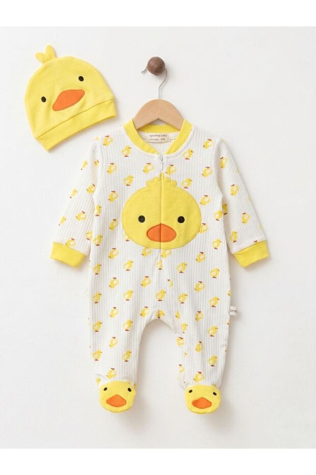 Baby Clothes with Civilian Hat 3-6 Months Cotton Booties Jumpsuit Newborn Hospital Release Baby Outfit Yk075878