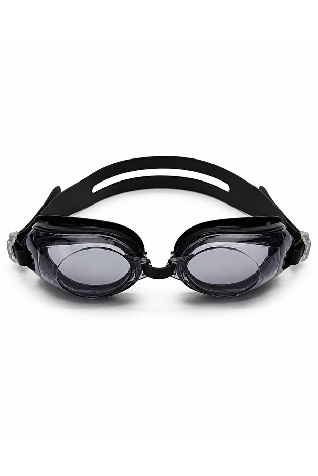 Swimming Goggles with Earplugs Adjustable Pool Sea Goggles Black Smoke Lens