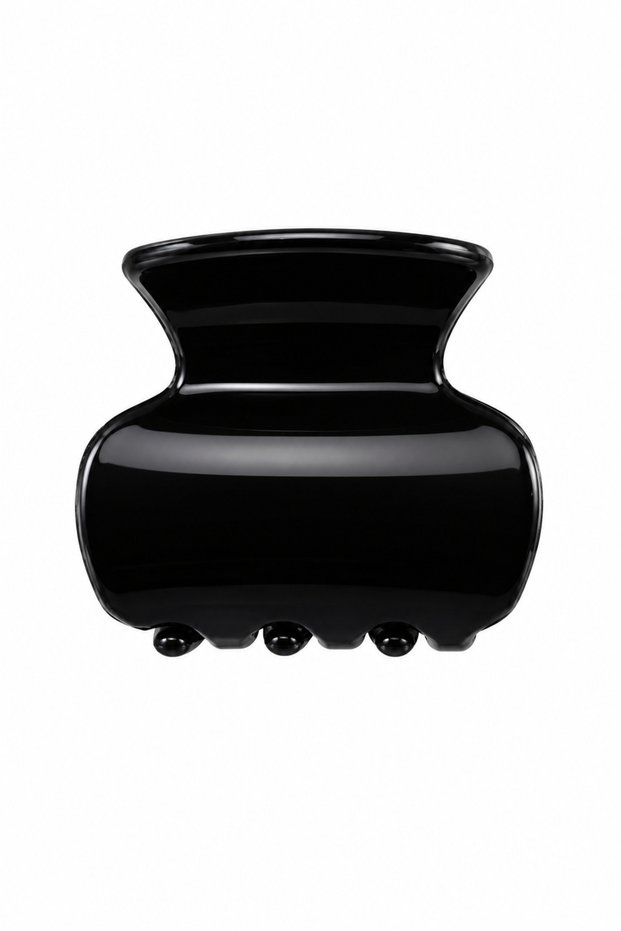 Women's Black Acrylic Latch Buckle Shiny Classic Hair Clip