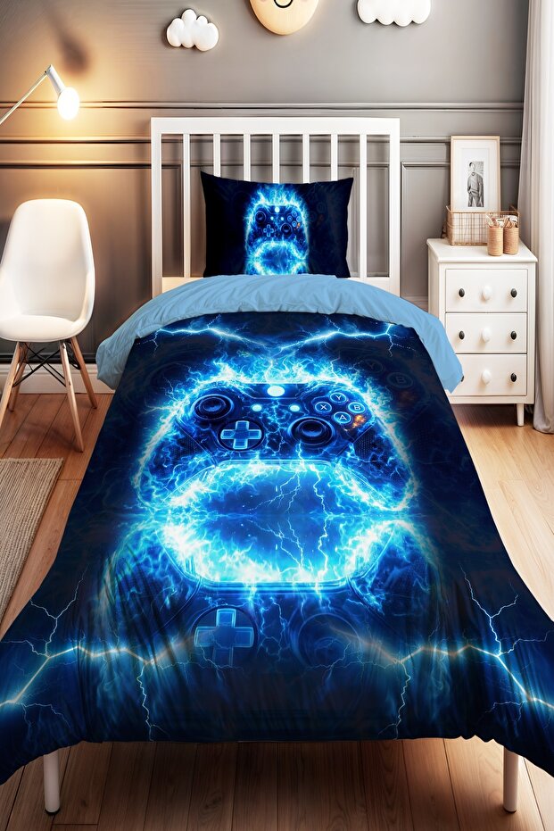 Dark Gamer Patterned Single Baby Kids Duvet Cover Set