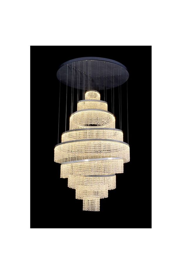 Almas LED Staircase Chandelier 4m Adjustable Chrome Pendant Light