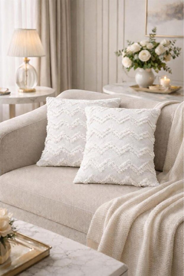 Lumpa Cotton 2-Piece Throw Pillow Cover Cream