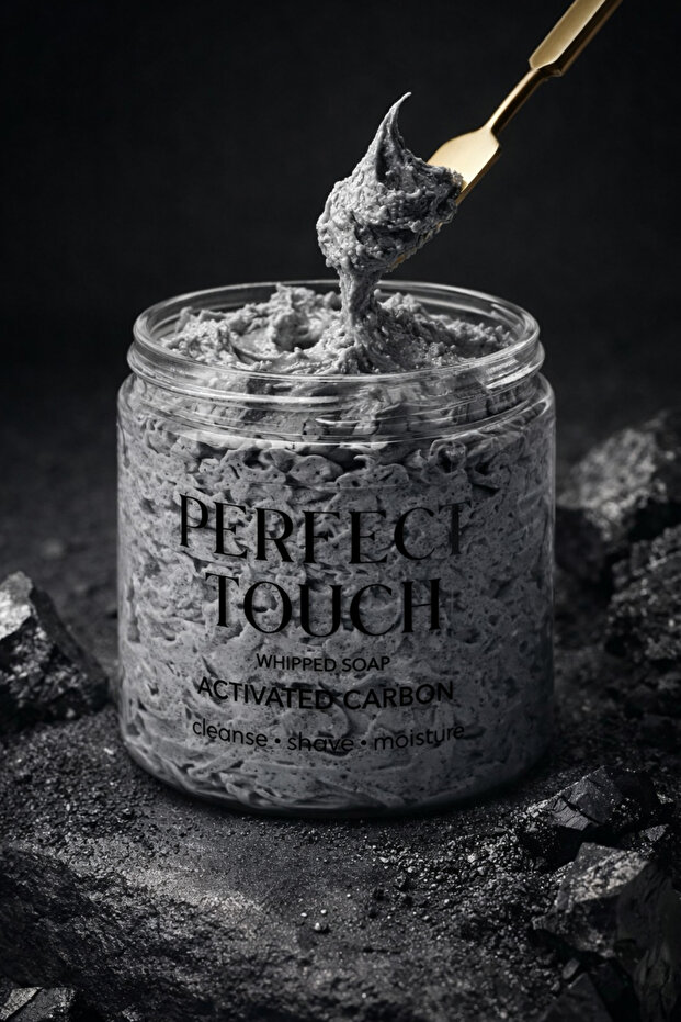 Perfect Touch Activated Carbon Whipped Soap Deep Cleansing and Purifying Cream Soap 150 Gr.