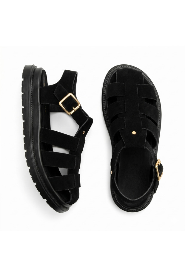 Women's Suede Orthopedic Sandals with Adjustable Belt, 3 cm Poly Sole, Non-Slip, Comfortable Summer Sandals