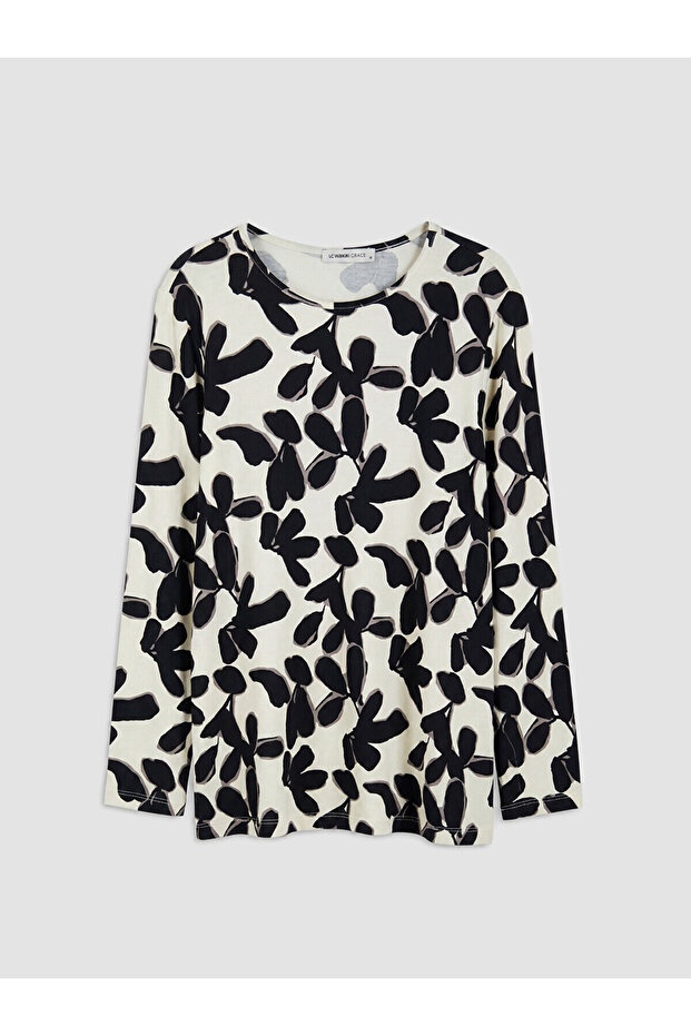 Nevavm Women's T-Shirt with Oval Collar Pattern