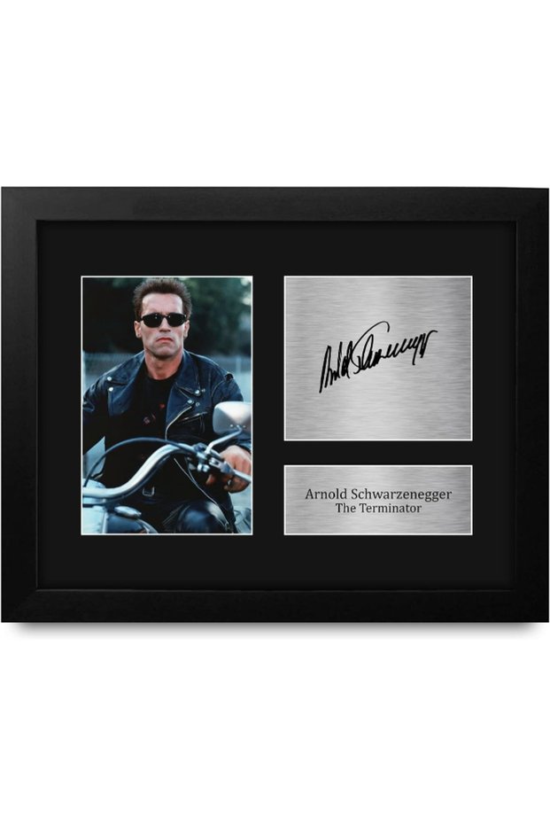 Arnold Schwarzenegger The Terminator Gifts USL Framed Printed Signed Autograph Picture for Movie Memorabilia Fans - US Letter Size