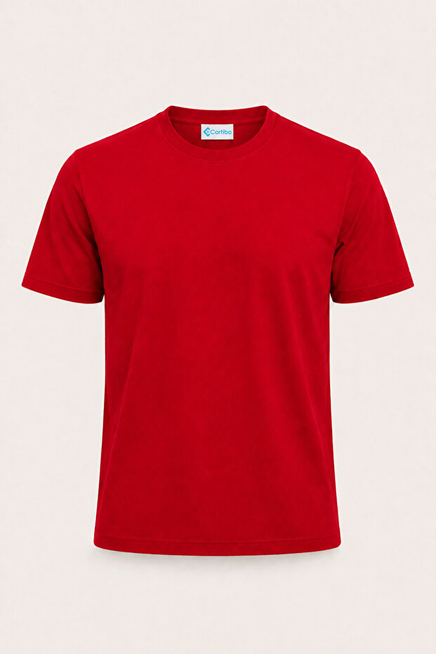 Riva Unisex 100% Cotton Crew Neck Basic T-Shirt - Poppy Red