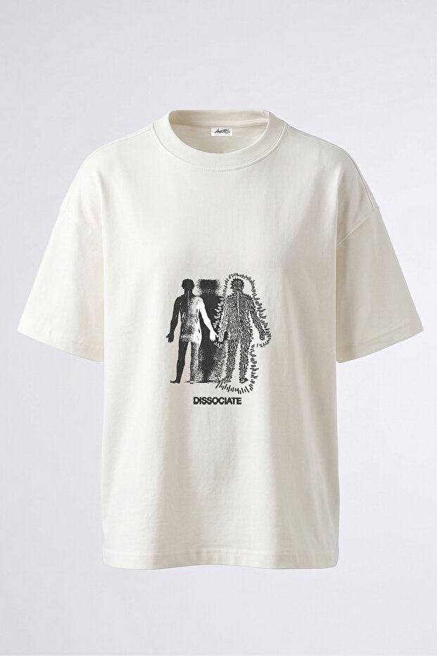 Mind Body Design Back Printed Cotton White Oversize T-Shirt