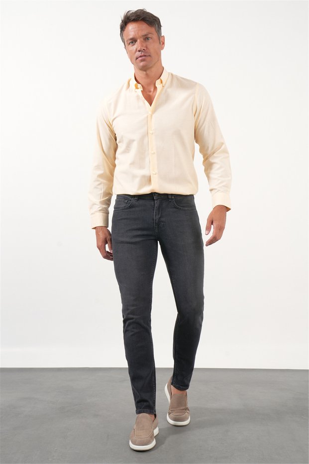 Smoked 5 Pocket Slim Fit Casual Cotton Denim Trousers 1023260170