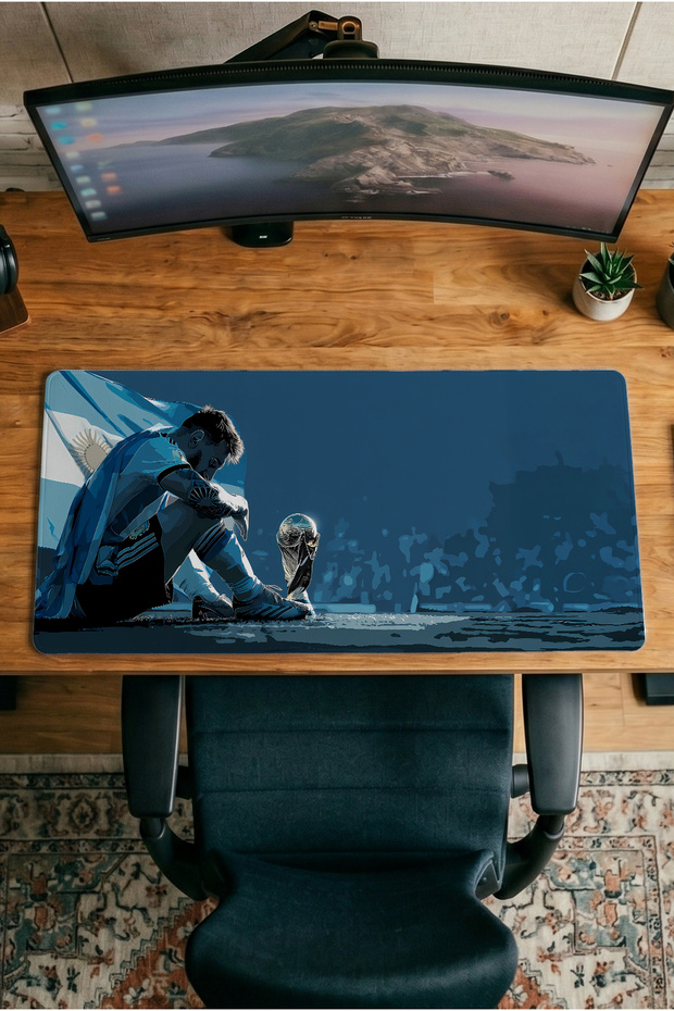 Messi World Cup 30X70 Patterned Digital Printed Player Mousepad XXL with Non-Slip Base