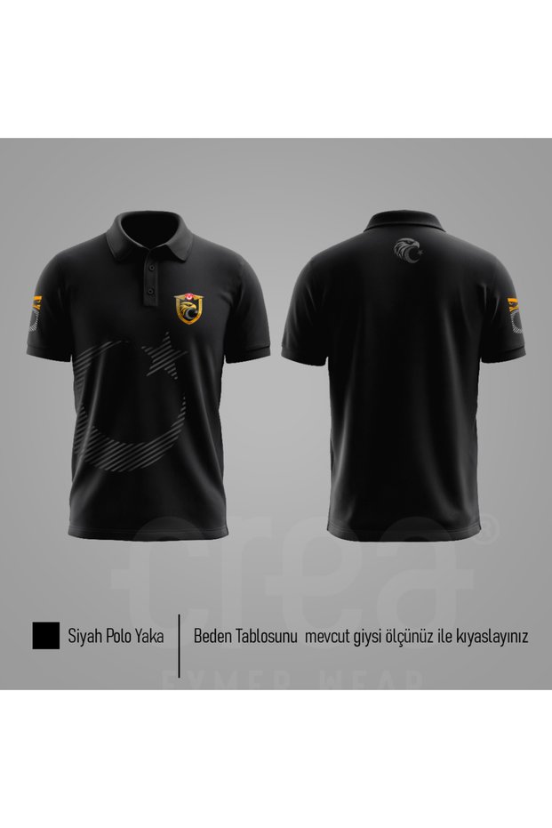 Turkish Eagles Solo - Regular Fit Polo Neck T-Shirt Black