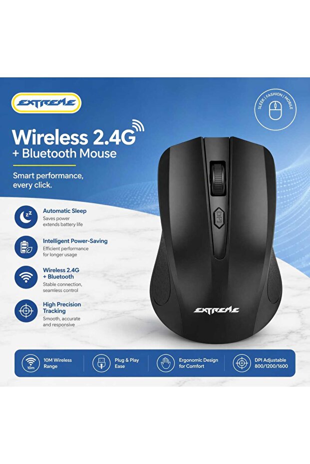 Wireless 2.4G Bluetooth Mouse With Adjustable DPI Control