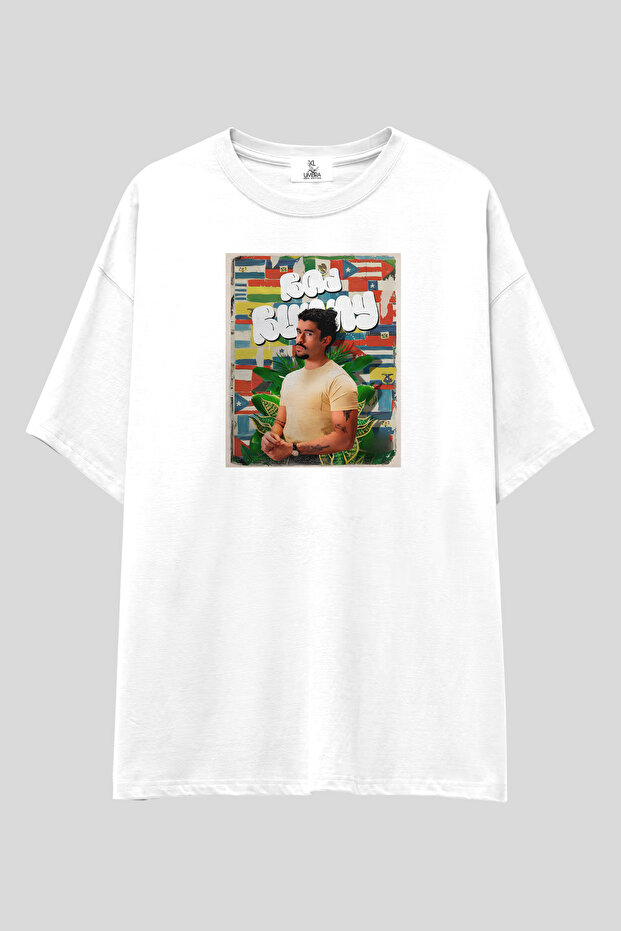 Bad Bunny Printed T-Shirt | Unisex 100% Cotton White Latin Pop Reggaeton Poster Design Custom Design Tee