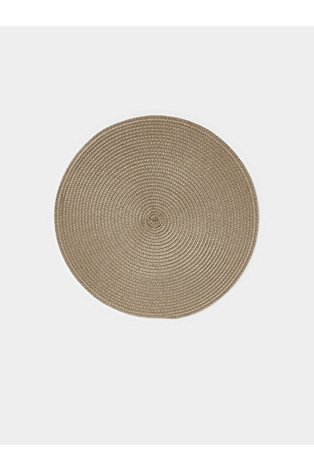 Brown Spiral Knitted Textured Round American Serving Plate