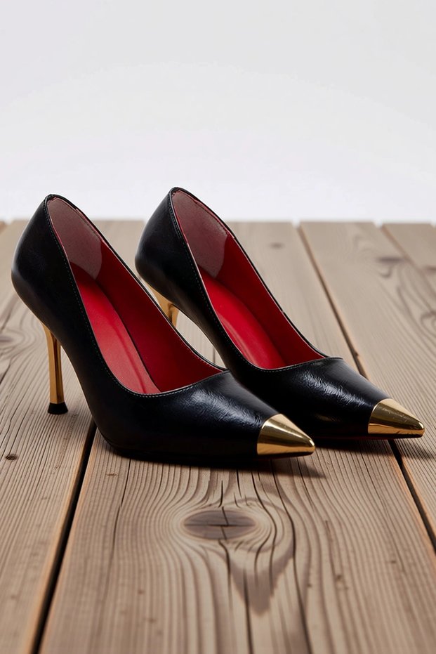 Women's Metallic Toe Thin Heeled Classic Shoes Patent Leather Shiny Surface Daily Comfortable Modern Stylish