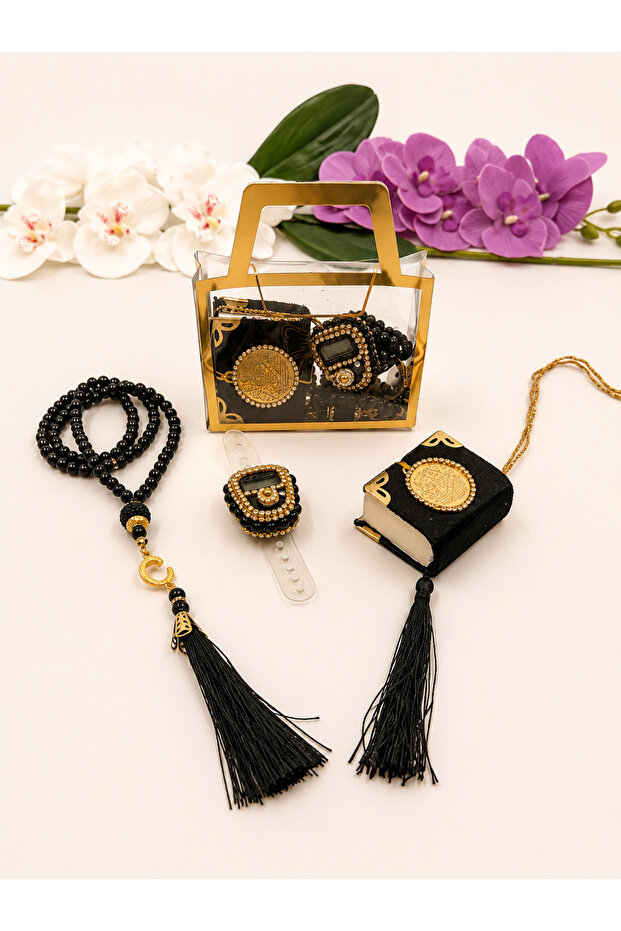 Bagged Stone Mini Quran Zi̇ki̇r Mati̇k Pearl Tesbi̇h Set 10 Pieces