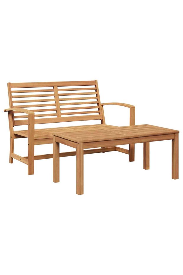 bancă 2 pcs Maro Lemn solid de tec