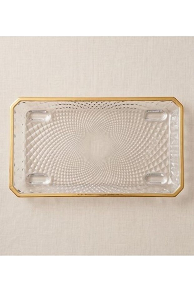 Special Textured Rectangular Coffee Table and Console Serving Tray - 4