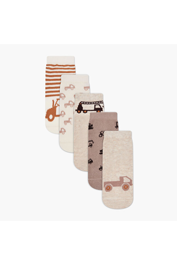 Boys' Socks with Vehicle Print - Set of 5