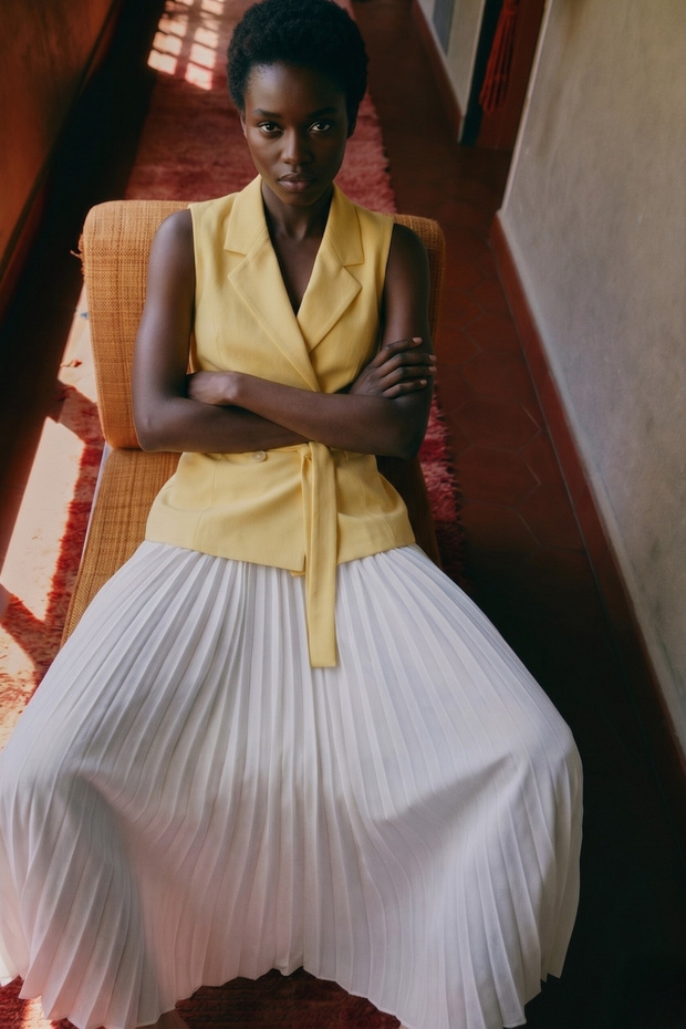 Soleil Vest & Pleated Skirt Set Yellow