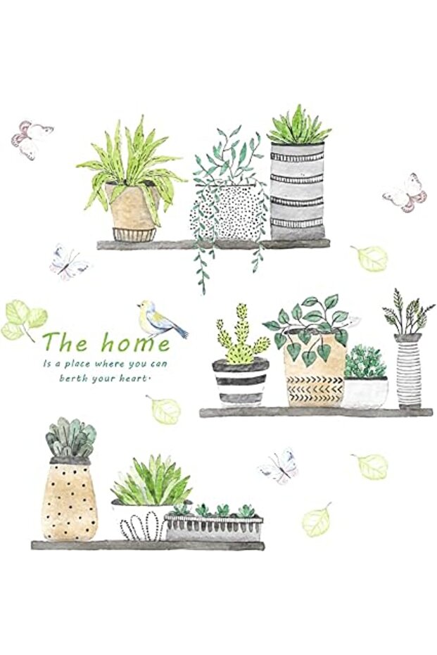 Plant Wall Decals, 2 Set Wall Stickers for Bedroom Wall Art Decal Boho
