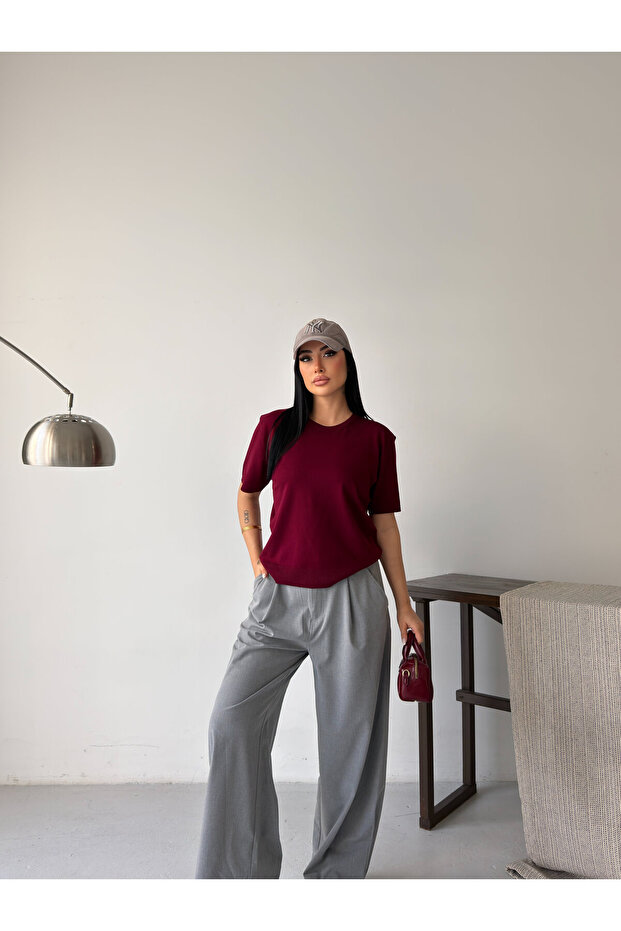 Premium Viscose Crew Neck Comfortable Fit Short Sleeve Flexible Summer Knitwear Blouse
