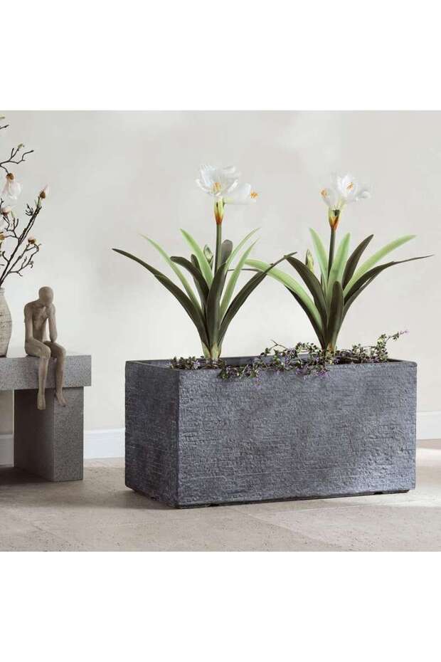 Utah Polyresin Rectangle Planter 80x37.5x40.5cm - Black