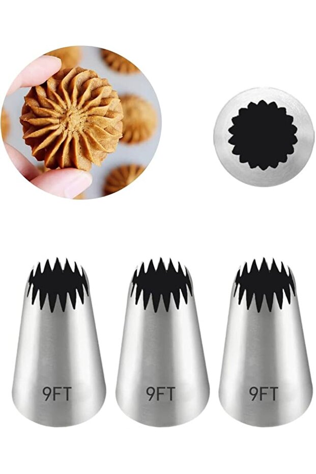 3 Pcs Stainless Steel Open Star Piping Nozzles for Eclair, Churro, Cupcake Decorating