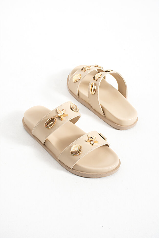 Tly-525 Flat Sole Star Detailed Slippers