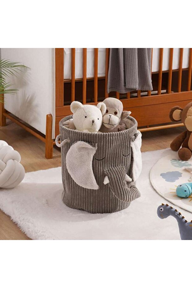 Elephant Storage Basket Dia 33x35cm - Grey