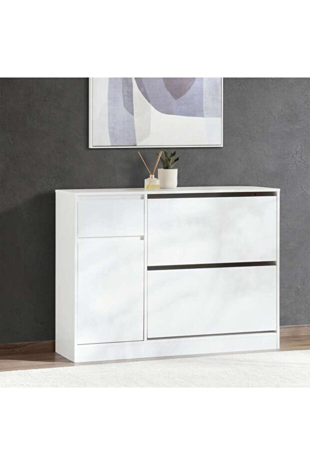 Jardin Shoe Rack 16 Pairs With 4 Door - White