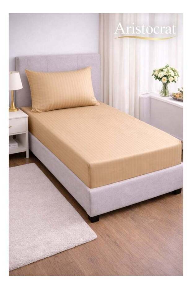 2-Piece Striped Microfiber Fitted Sheet Set Single 90x200cm – Soft Elastic Deep Pocket 17cm Bedsheet