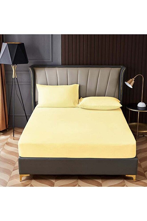 3-Piece Fitted Bedsheet Set Queen Size Microfiber Beige 150x200+30cm