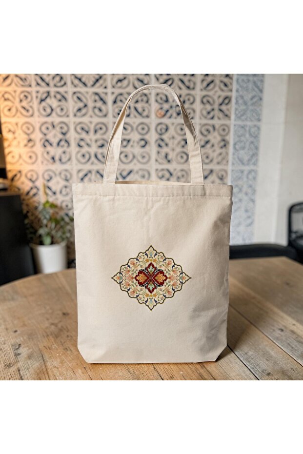 Tezhib Pattern 10 Printed Fabric Shoulder Bag - 35X40 cm