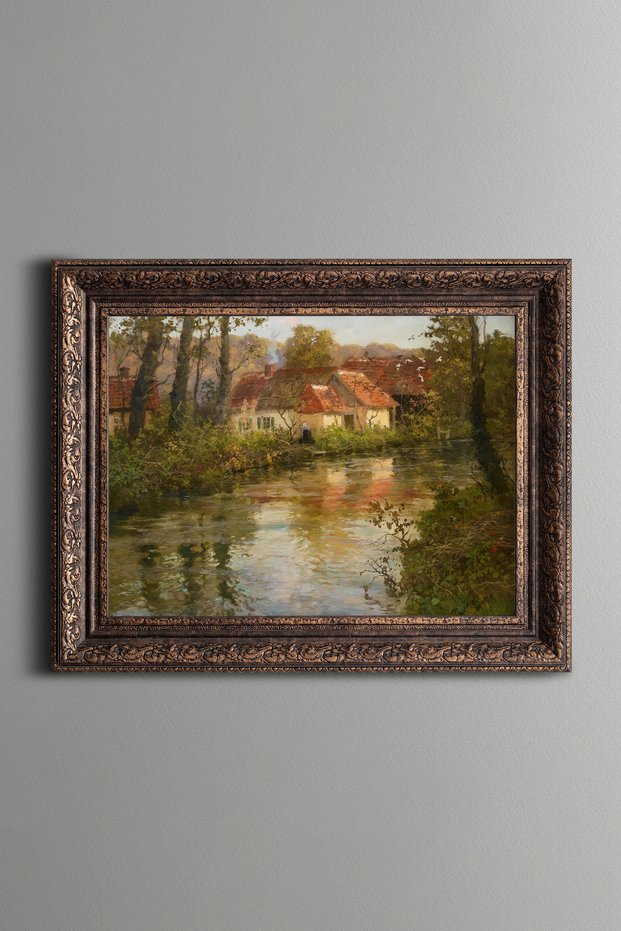 Stream by the Forest - Vintage Patterned Frame - Thick Model