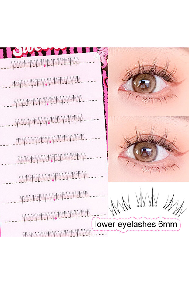 MJ-XHM Glue-free Lower Lashes 5-6mm Large Capacity B Curl Ultra Thin Clear Band Bottom Lashes Natura