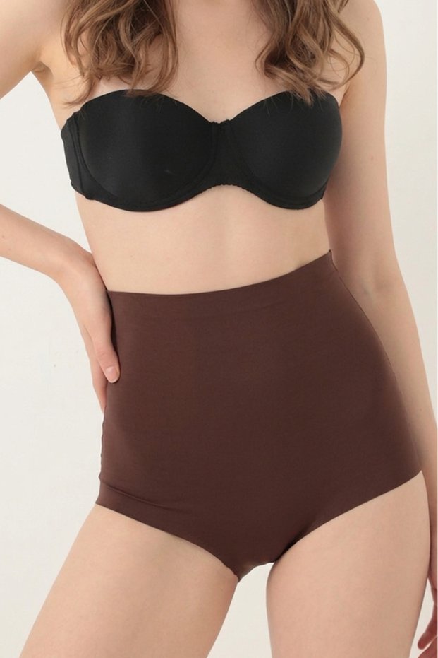 Slip Corset Belly Lower Abdomen Waist and Hip Lifting Brown Laser Cut High Waist Corset