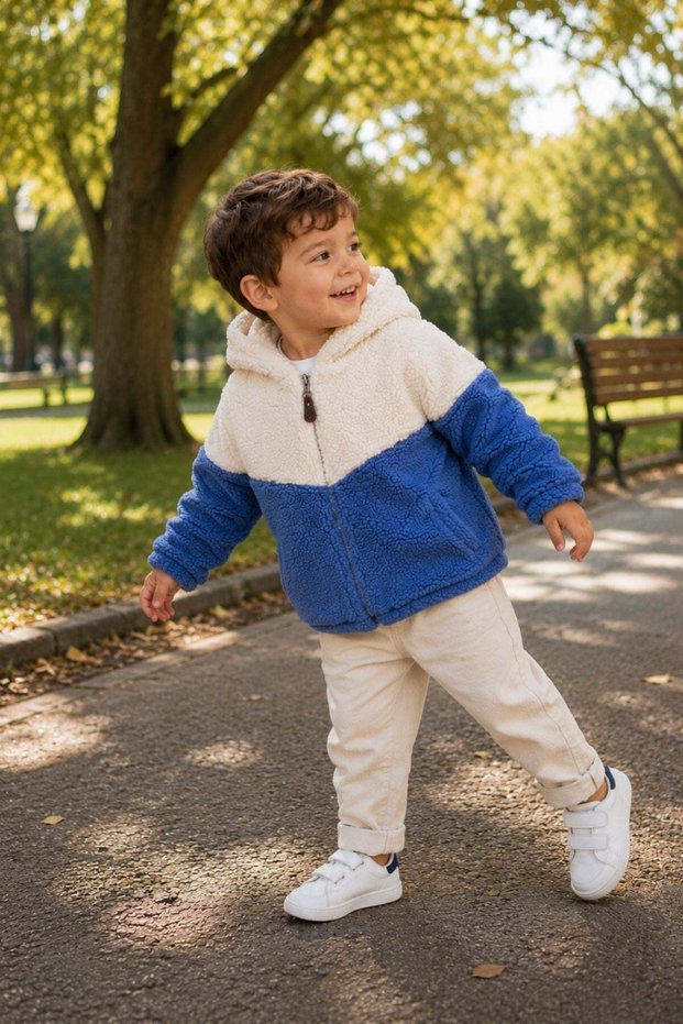 Double Colored Hooded Wellsoft Children's Cardigan