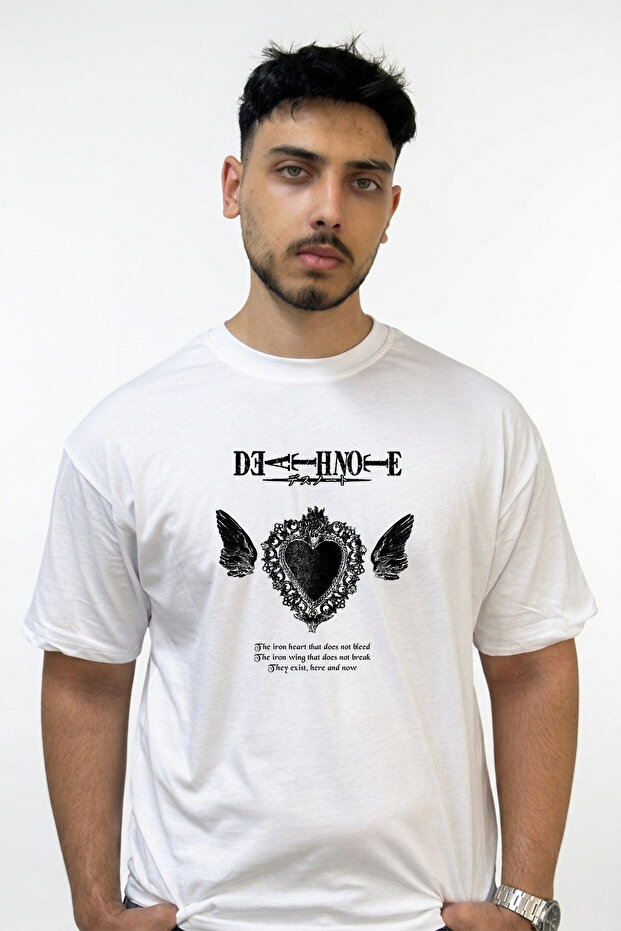 Death Note_17 Design Printed Oversize White T-Shirt