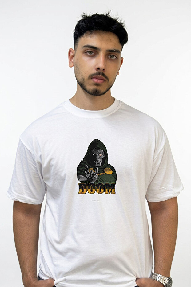 Doctor Doom Design Printed Oversize White T-Shirt