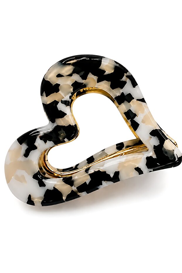 Black/White Shk2004 Heart Shaped Hair Clip